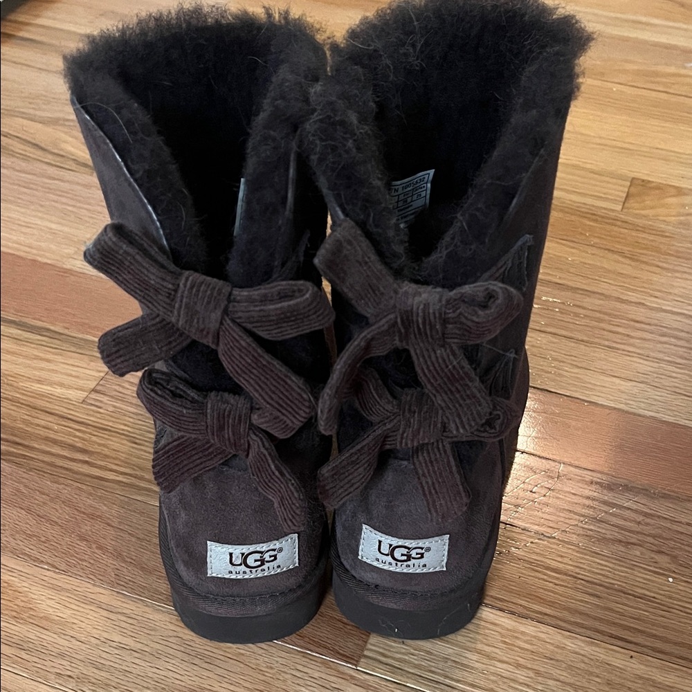 UGG Women's Dark Brown Shearling Boots - Picture 2 of 3
